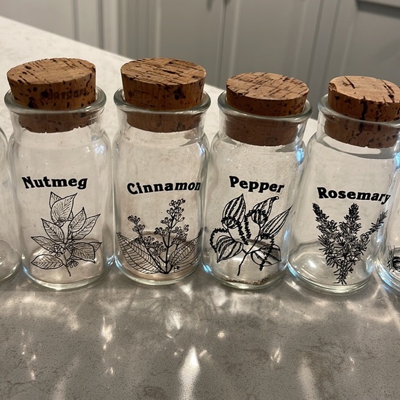 Vintage Wheaton Glass Spice Jars with Cork Tops Set of 9 - Picture 3 of 4